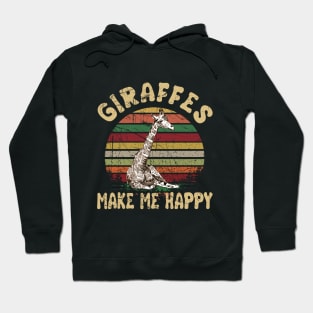 Giraffes Make Me Happy T-shirt Retro Vintage Style Hoodie